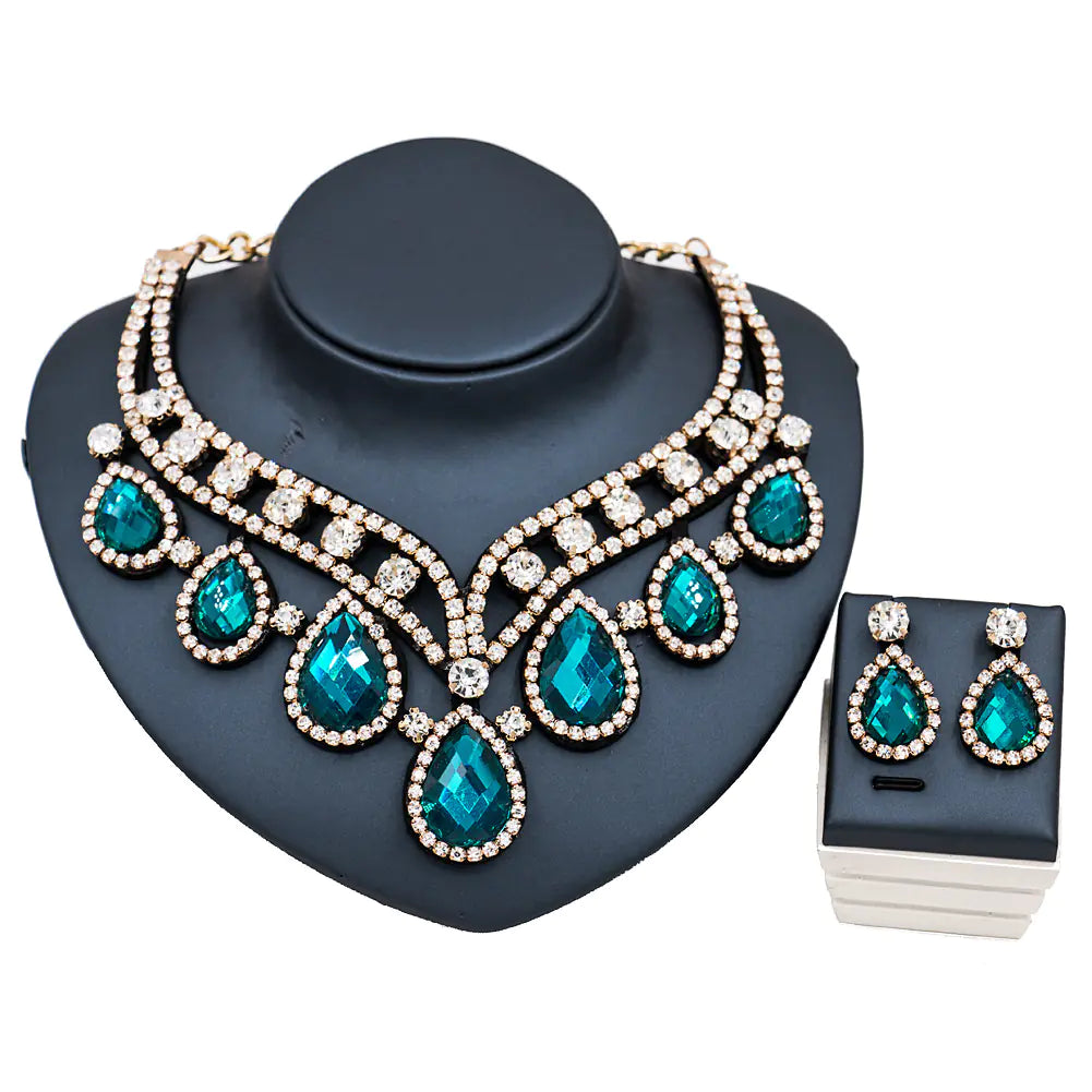 Vibrant Royalty - Colorful Exaggerated Necklace and Earring Set Made for a Queen