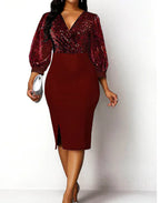 Shiny High-Waisted Midi Dress and African Dashiki Outfit