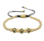 Geometric Diamond-Cut Zirconia Bracelet with Weaving