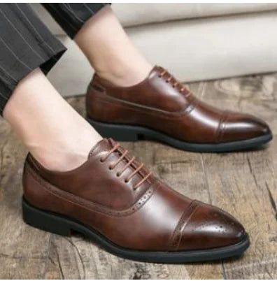 Uniquely Designed Pointed Leather Shoes for Men