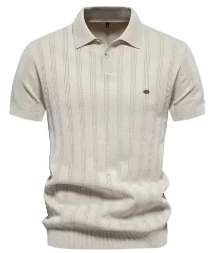 Comfortable Ribbed Knit Polo Shirt for Men