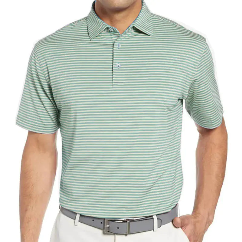 New Stylish Striped Print Short Sleeve Polo Shirt