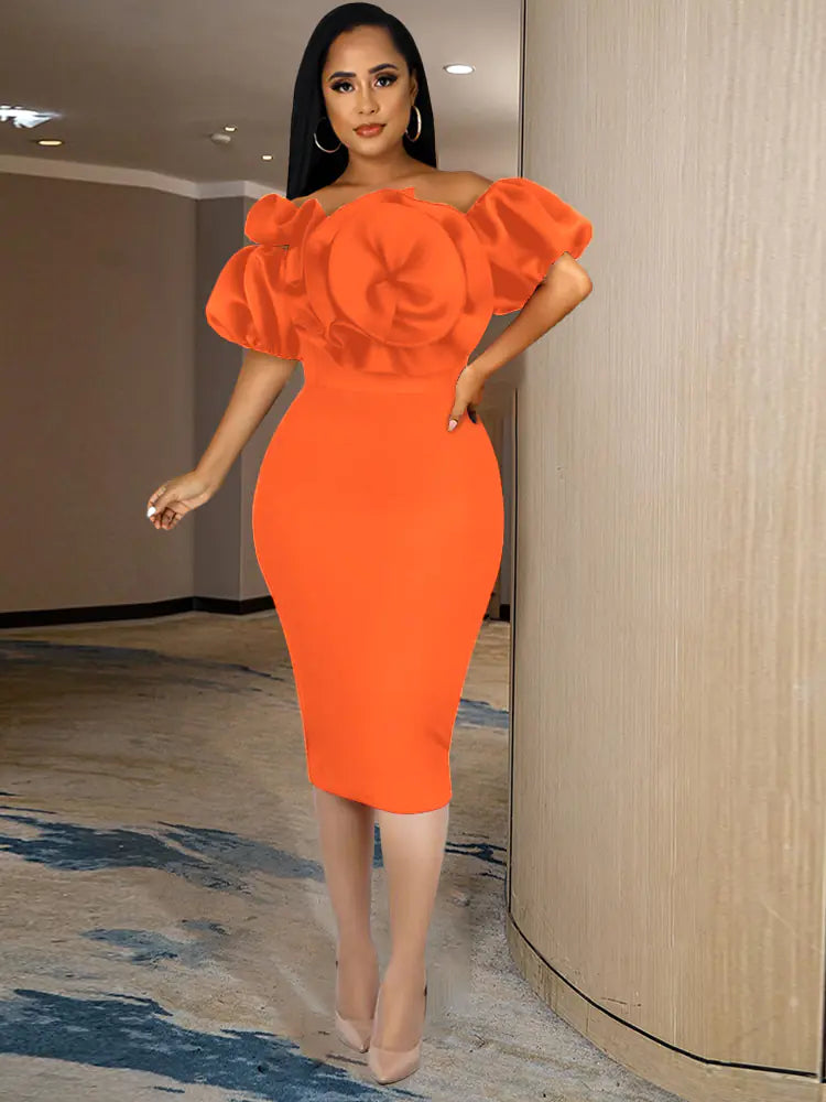 Elegant Off-Shoulder Bodycon Dress with Ruffles