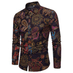 Men's Fashion Long Sleeve Floral Shirt