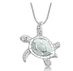 Colorful Opal Turtle Necklace with Diamond Pendant