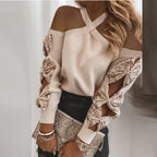Sequined Long-Sleeved Top in European and American Style